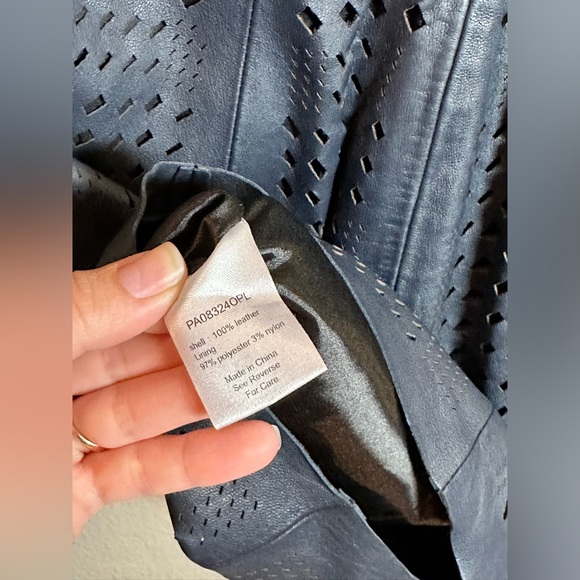 SOLD - Parker Genuine leather navy mini dress Size S - Picture 2 of 4